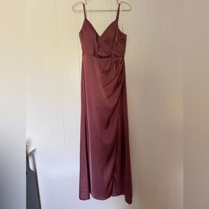 Azazie Maci Bridesmaid Dress in Amethyst Stretch Satin Size 8